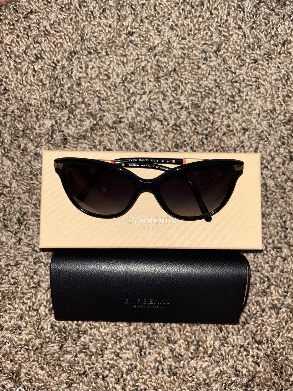 Burberry Black Cat-Eye Sunglasses with Dark Gradient Lenses